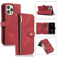 (Red) For iPhone 12 Pro Max Dream 9-Card Wallet Zipper Bag Leather Phone Case