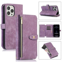 (Purple) For iPhone 12 Pro Max Dream 9-Card Wallet Zipper Bag Leather Phone Case