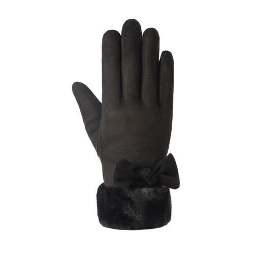 Paar Damen Wildlederhandschuhe Mit Schleife Touchscreen 1