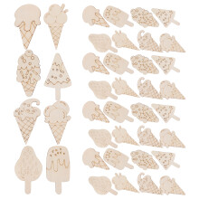 40Stk Holzschnitte Für Eiscreme- , Bastelbögen Zum Bemalen