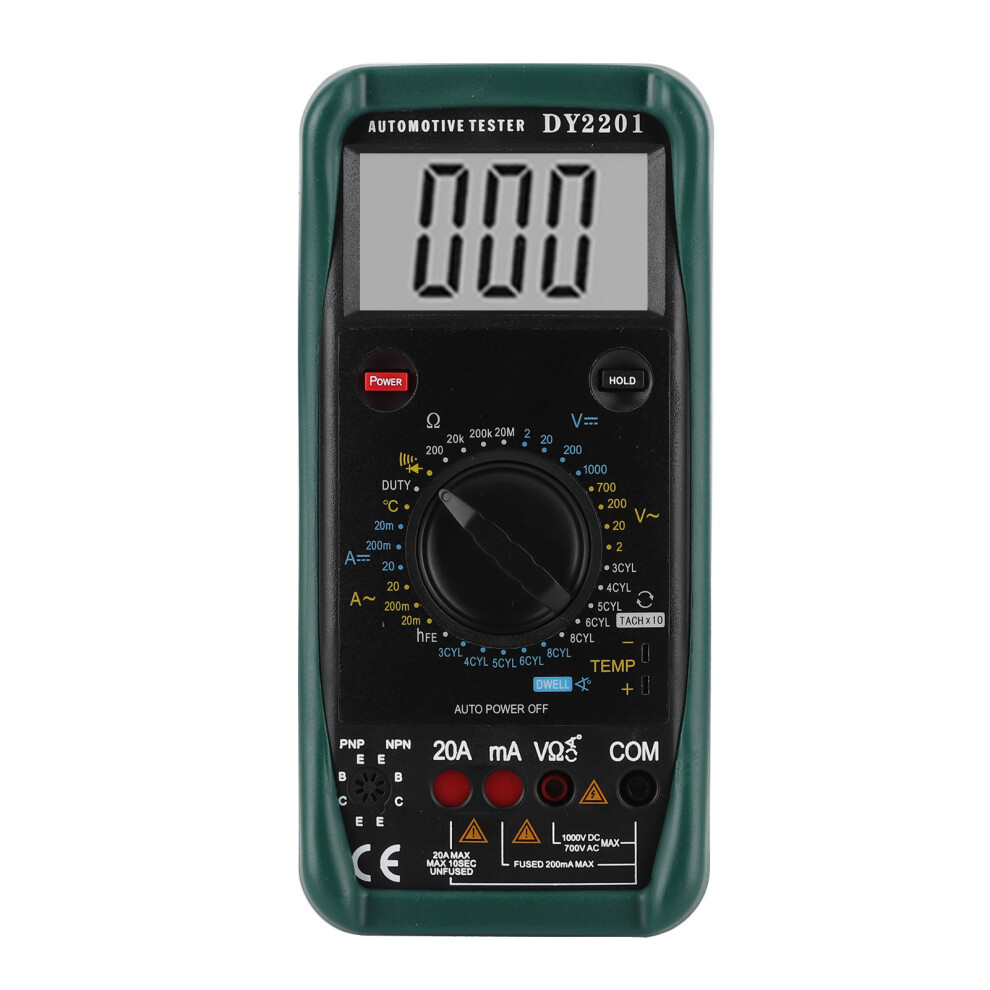 Digital Multimeter Automotive, 500Â10,000Rpm Auto Range Tester With Ac/Dc Voltage & Resistance 9491359471978