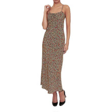 (M,D)Womens Summer Fairy Grunge Sleeveless Tie-up Printed U-shaped Neck Dress Spaghetti Strap Floral Print Party Dressess