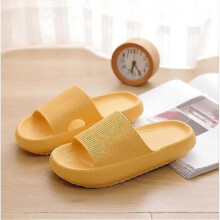 (40-41,Yellow)Thick Platform Bathroom Home Slippers Women Fashion Soft Sole Indoor Slides Sandals 2022 Summer Non-slip Flip Flops