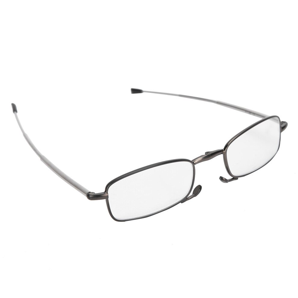 Gray Unisex Folding Stainless Steel Reading Glasses +2.50 Adjustable