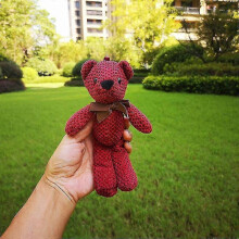 (Red)Bear Stuffed Plush Toys Baby Cute Dress Key Pendant Pendant Dolls Gifts Birthday Wedding Party Decor