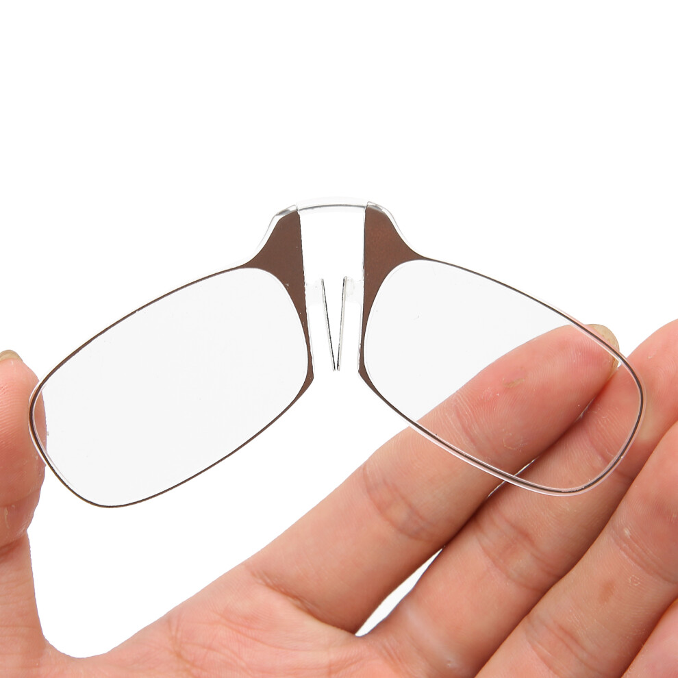 Brown Elderly Armless Reading Glasses +200 Unisex, Tr90 Material