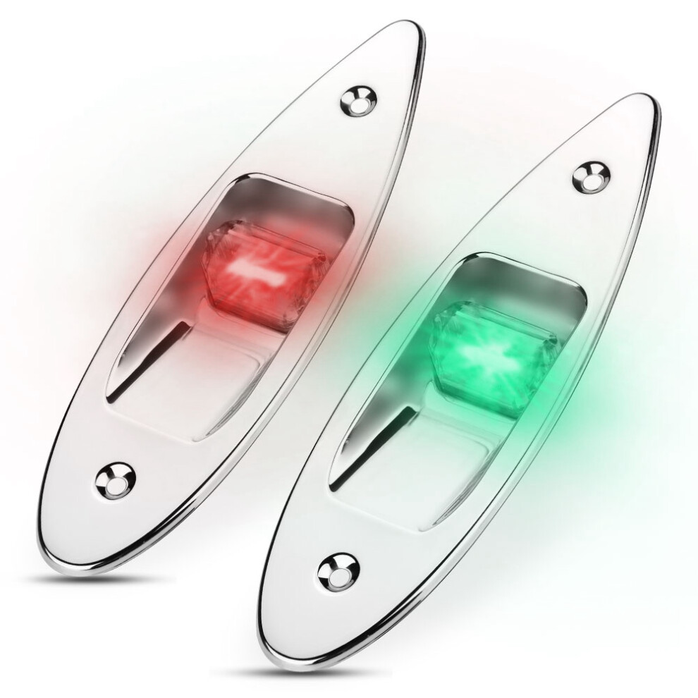 12V Led Navigation Lights 2Pcs Stainless Steel, 197Mm Red/Green 5021359473968