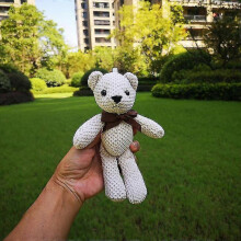 (White)Bear Stuffed Plush Toys Baby Cute Dress Key Pendant Pendant Dolls Gifts Birthday Wedding Party Decor
