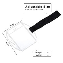 2Pcs Clear Armband ID Holder Adjustable PVC Badge with Hook Strap