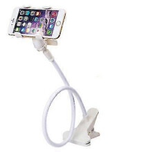 (White)Universal Ponsel Gooseneck Dudukan Stent Fleksibel Tempat Tidur Meja Klip Bracket Untuk Ponsel Fleksibel Lengan Pemegang