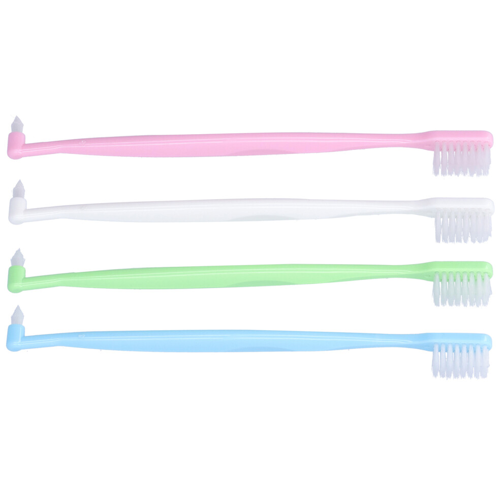 Blue/Pink 4Pcs Orthodontic Interspace Toothbrushes Double-Ended For Braces And Oral Care