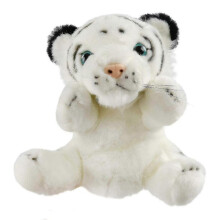 (White Tiger)25cm Tiger Hand Puppet Jungle Friends Plush Animals Toy For Kids Play Hk