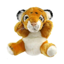 (Yellow Tiger)25cm Tiger Hand Puppet Jungle Friends Plush Animals Toy For Kids Play Hk