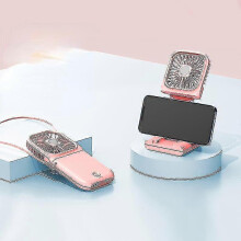 (pink)Portable Usb Fan Neck Folding Rechargeable Mini Fan_y High Quality