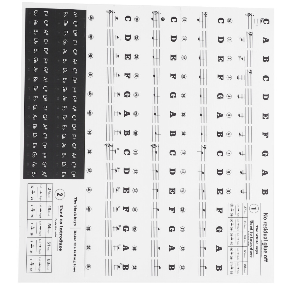 Removable Piano Sticker Labels For 37/49/54/61/88 Key Electronic Piano 9461359485046