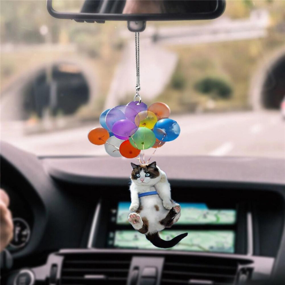 Colorful Acrylic Cat Car Hanging Pendant, 10X3.8cm Interior Ornament 6951359485823