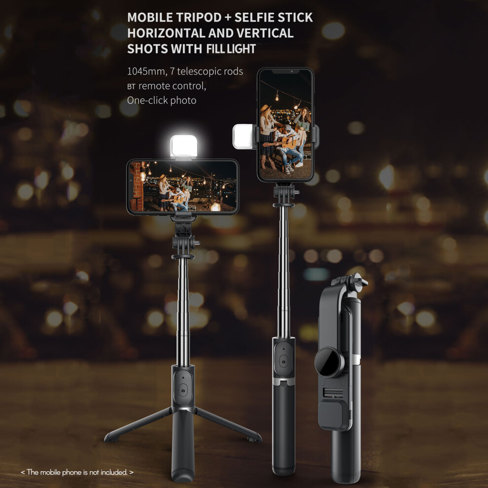 Multifunctional Wireless Bt Selfie Stick 104.5Cm, Fill Tripod, Remote Light 3281359485725