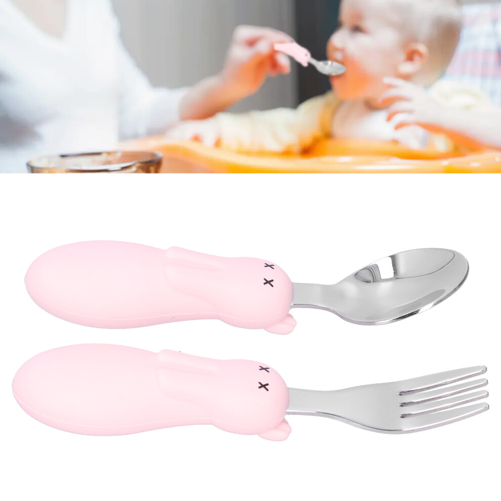 Baby Stainless Steel Toddler Fork Spoon Set Pink, 2.9x11.9cm