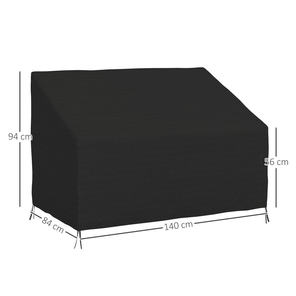 Waterproof 600D Oxford Couch Cover for 2 Seater Outdoor Garden Furniture Black 140L x 84W x 56/94H cm-image-OPC-PMTSV85-NEW