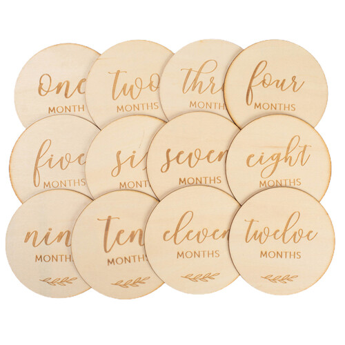 Pack Monats Holzspäne Karten Baby 1