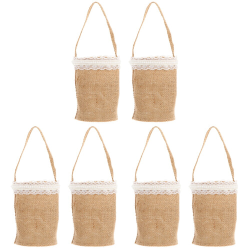 6 Stuks Bruiloft Linen Opbergmandjes Feestattributen 2