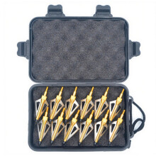 Blood Trough Willow Arrows 12 Pcs 100 Grain 3-Blade Broadheads Arrowheads Set For Archery Crossbow Golden Storage Case
