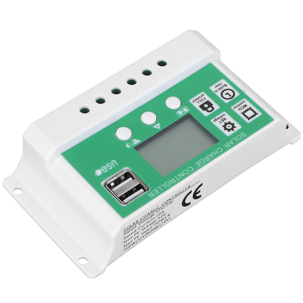 20A 12V/24V Lcd Solar Charge Controller Pwm Auto Tracking 13.5X7x3.2cm 4381359492958