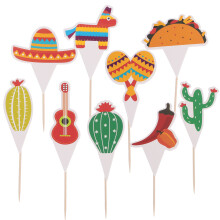 45 Teile Mexikanische Karneval Cupcake Toppers Für Festtagskuchen