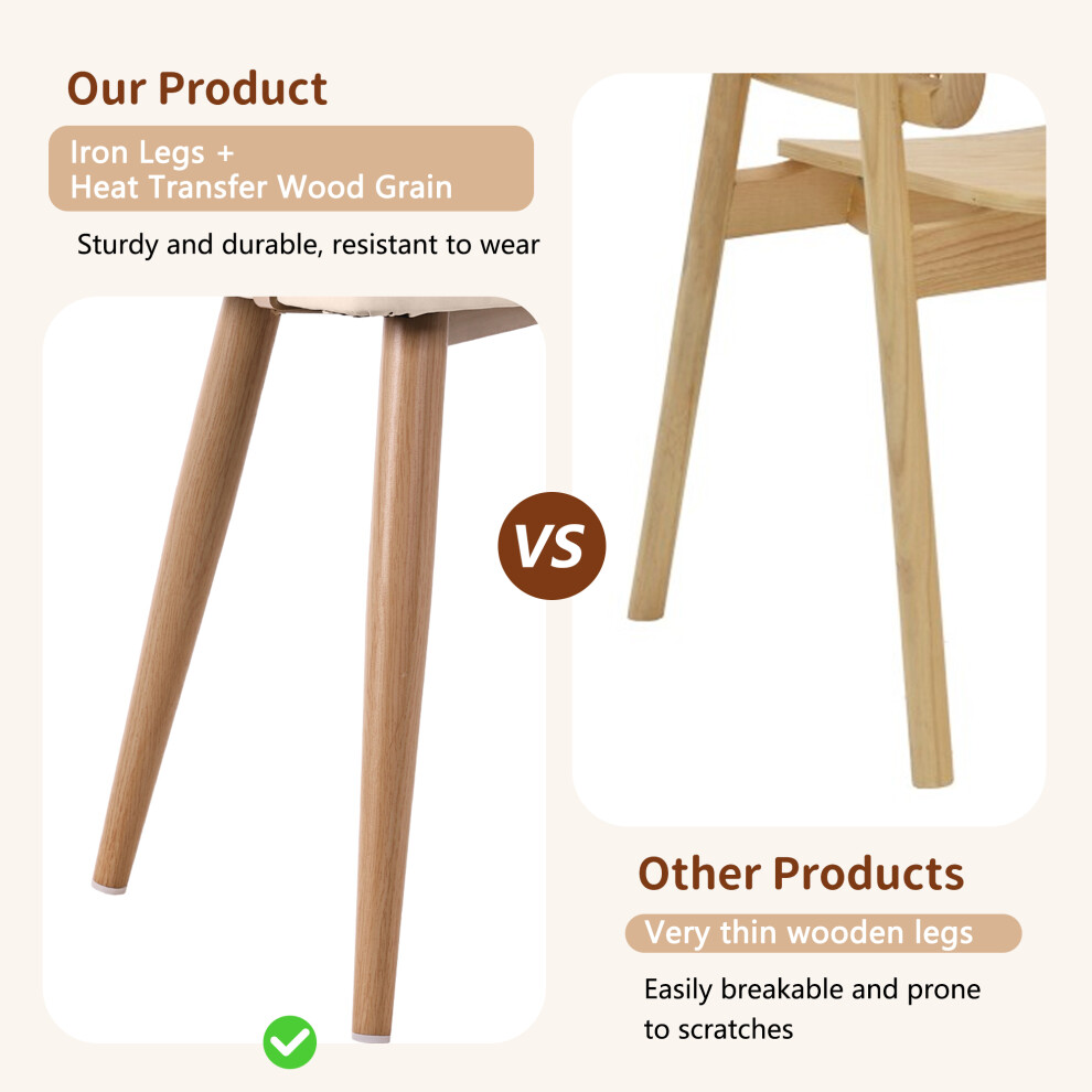 4 pcs Modern Dining Chairs with Rattan Backrest & PU Leather Seats Breathable and Comfortable for Restaurant Home Café Beige-image-OPC-PMTT6TC-NEW