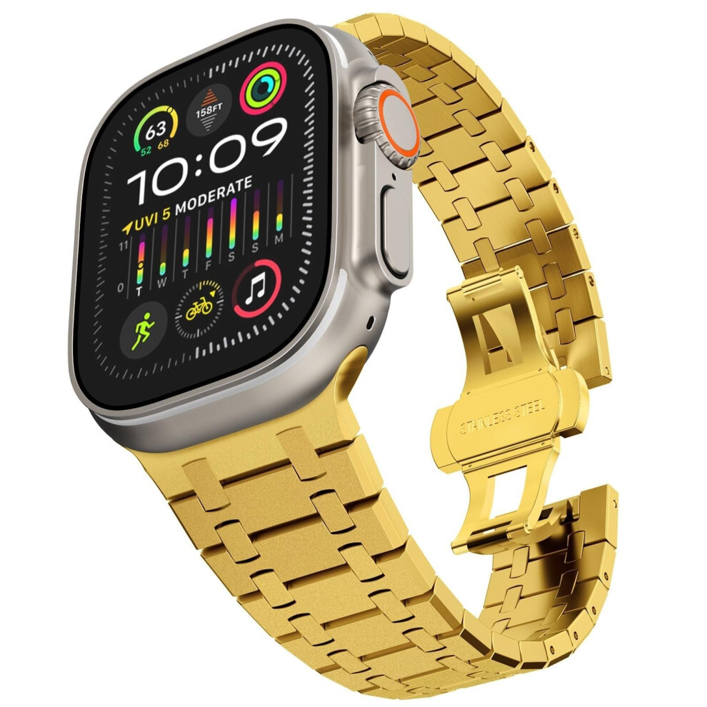 Stainless Steel Band For 42Mm 44Mm 45Mm 49Mm Watches, Metal Strap With Folding Clasp, Frosted A Finish 9339159083581
