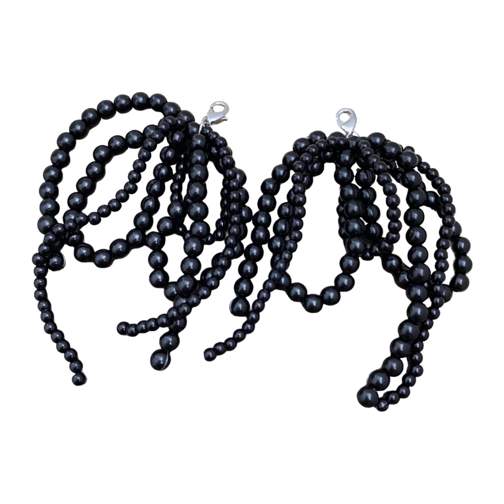 (C) 2pieces Pearl Bow Shoe Charms White ABS Imitation Pearls Bowknot Lace-image-OPC-PMTTB9F-NEW