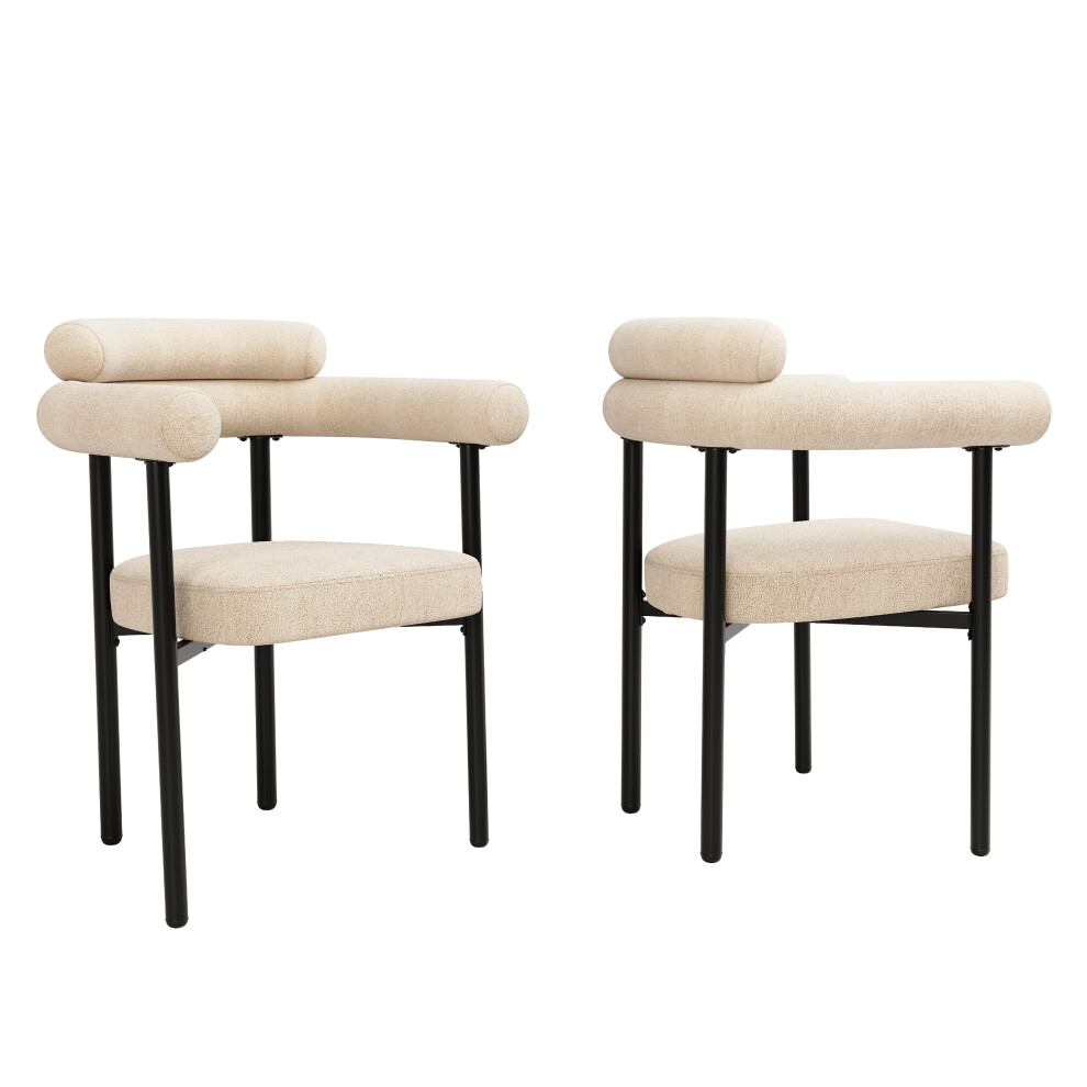 Dining Chairs Set of 2 with Cream Faux Suede Upholstery – Comfortable Armrest Kitchen & Dining Room Chairs Multiple Colors-image-OPC-PMTTCN2-NEW