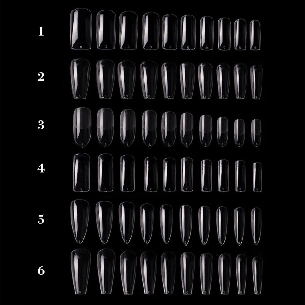 100PCS Fake Nail Tips Clear Acrylic Full & Half Cover Ballerina Nails