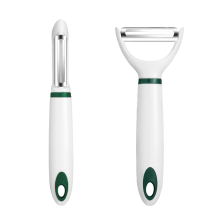 Utensílio de cozinha essencial: Descascador de legumes giratório com lâmina de aço inoxidável, cabo ergonômico com revestimento macio, afiado e
