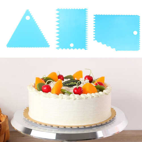Master Chef's Essential: Cake Scraper Smoother Set, Premium Quality Baking Tools, Ideal for Fondant Cakes, Sugar Paste, Features Different Tooth and S 2