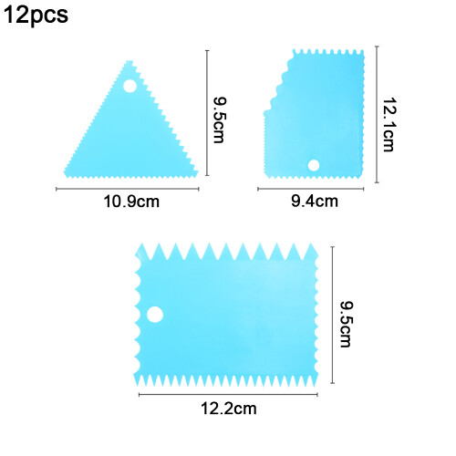 Master Chef's Essential: Cake Scraper Smoother Set, Premium Quality Baking Tools, Ideal for Fondant Cakes, Sugar Paste, Features Different Tooth and S 1