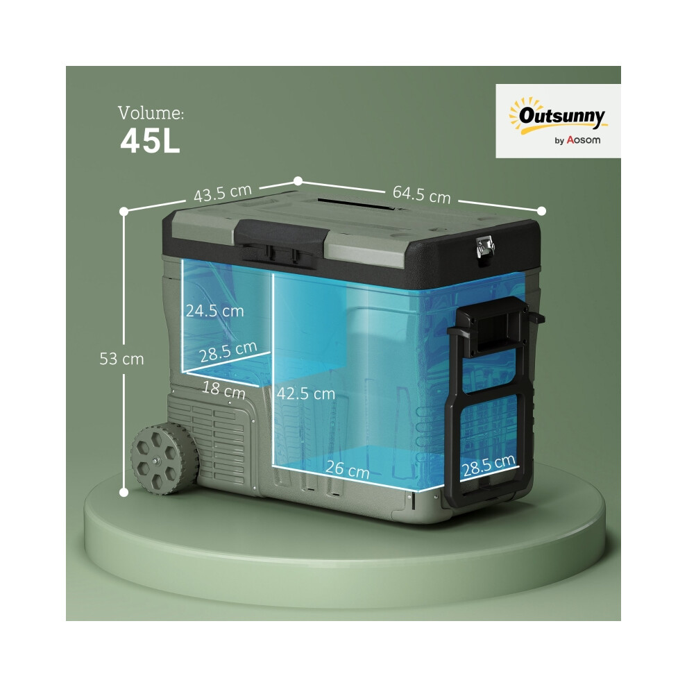 Two Compartments Car Cooler 45L in Green Heavy Duty Vehicle Refrigerator with Adjustable Temperature Control Compact Design-image-OPC-PMTTPCC-NEW