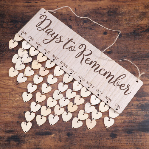 Days To Remember Tableau Calendrier Bois Avec Plaque Cœur 1