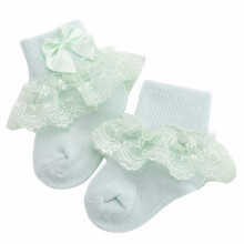 2 paar babysocken met kant en strik, ademend ( + , M)