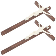 6Pcs Wooden Wall Cross Decor Multi-Color Religious Ornament for Home