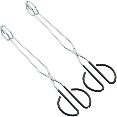 Pinça de aço inoxidável tipo tesoura, extra longa de 40 cm (16 polegadas), ideal para grelhar com segurança, com cabo antiderrapante e