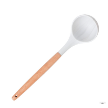 Silicon de calitate alimentară, răzuitor flexibil rezistent la căldură, antizgârieturi, mânere durabile din lemn de salcâm pentru polonic de