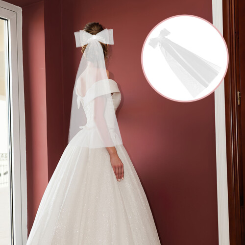 Bride Sluier Bruiloft Met Strik En Lange Bruids Sluier 2