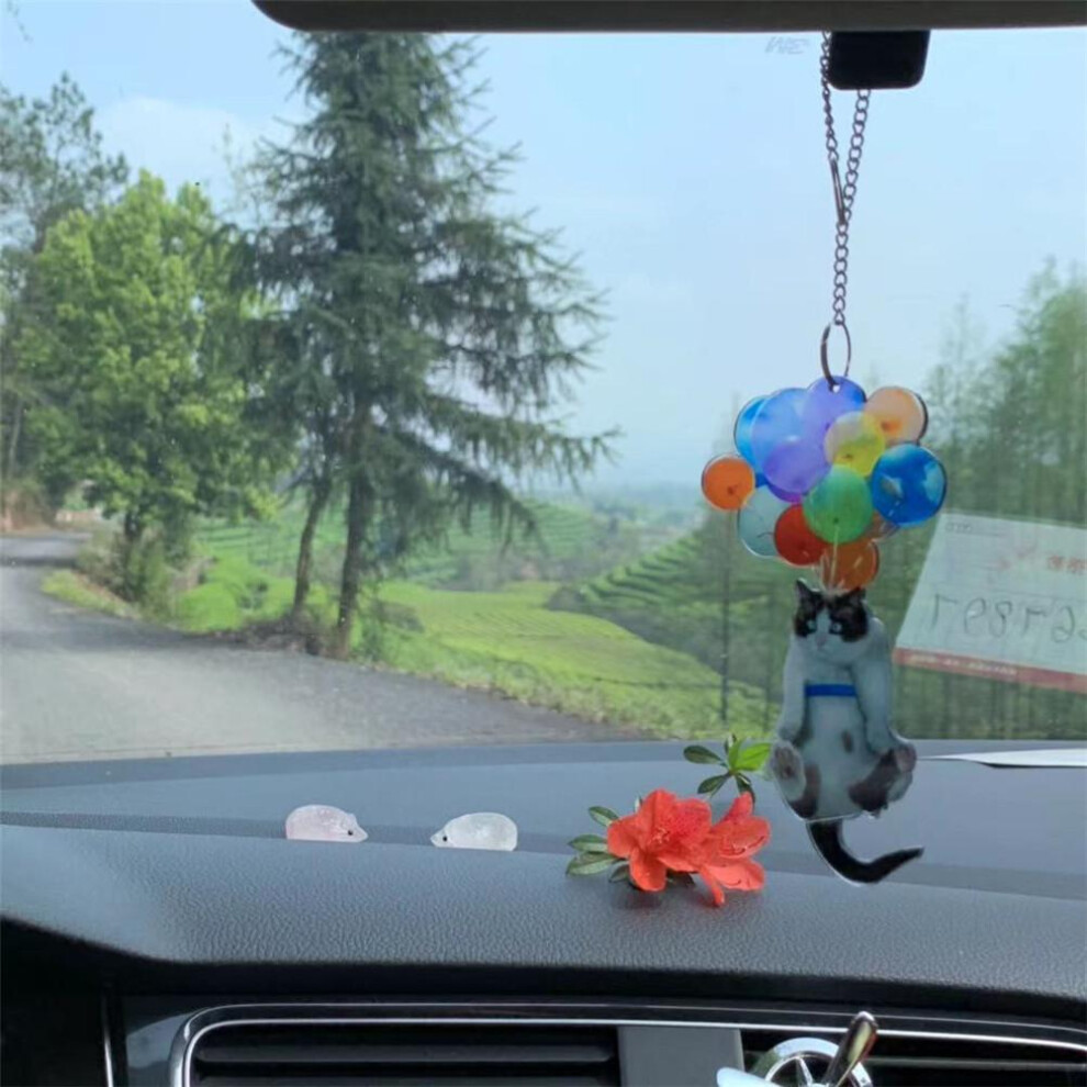 Colorful Acrylic Cat Car Hanging Ornament 10X3.8cm Interior Decor 7661359526912