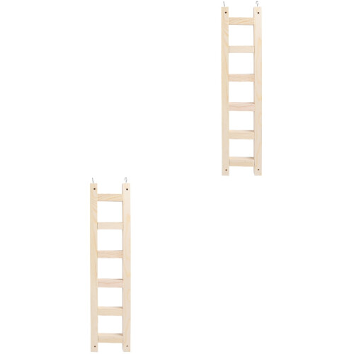 2 Pcs Wooden Parrot Ladder Swing Training Rack 2