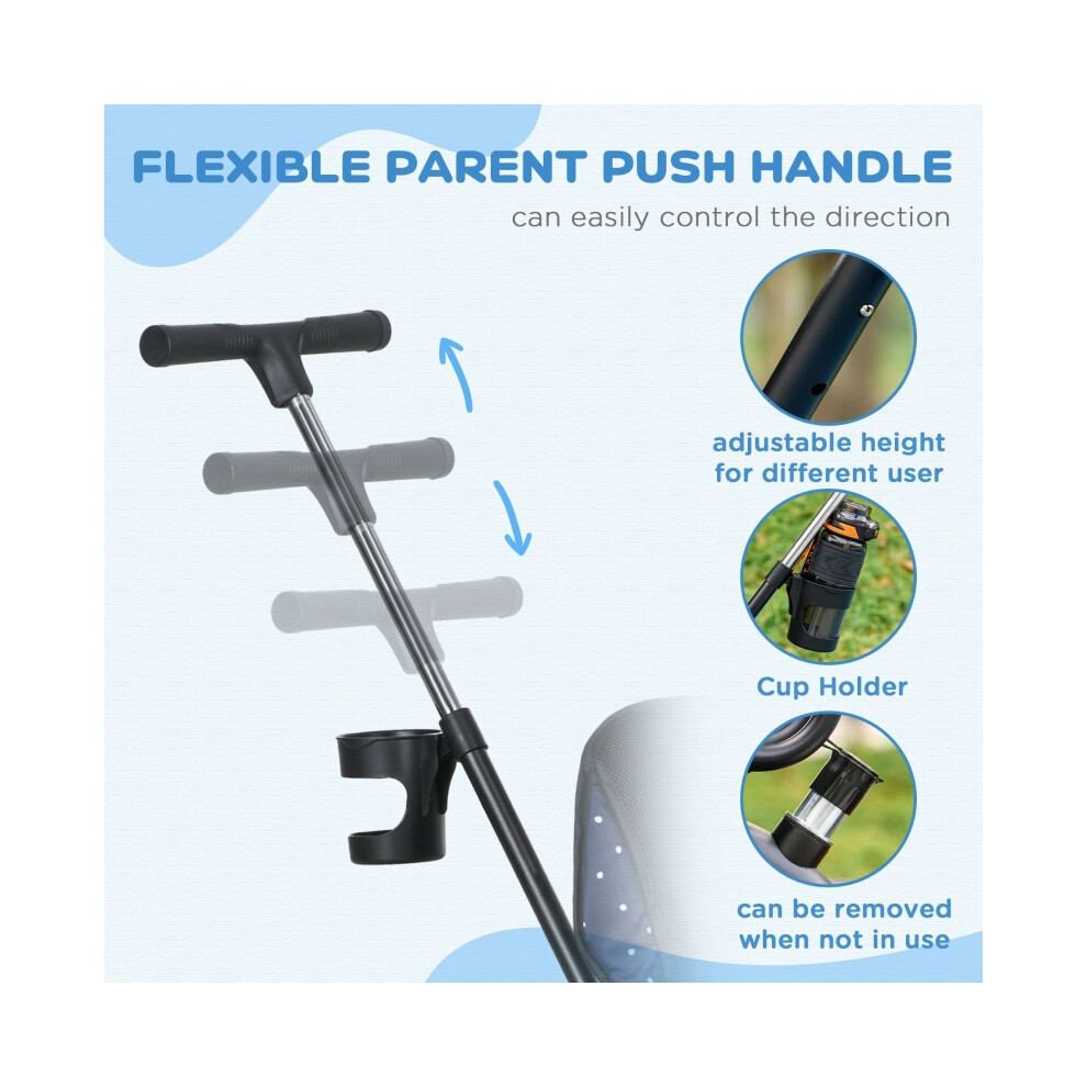 Kids Ride-On Tricycle 6 in 1 with Canopy 5-Point Safety Straps Dark Blue Adjustable Seat Strong Steel Build-image-OPC-PMTVDD2-NEW