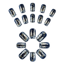 24 Pieces Christmas Press On Nails Glossy Acrylic with Snowflake
