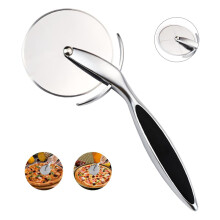 Professionele pizzasnijder met wieltje, snel en gemakkelijk te snijden dankzij de ergonomische, dikke, lange handgreep, antislip ABS-handgreep met