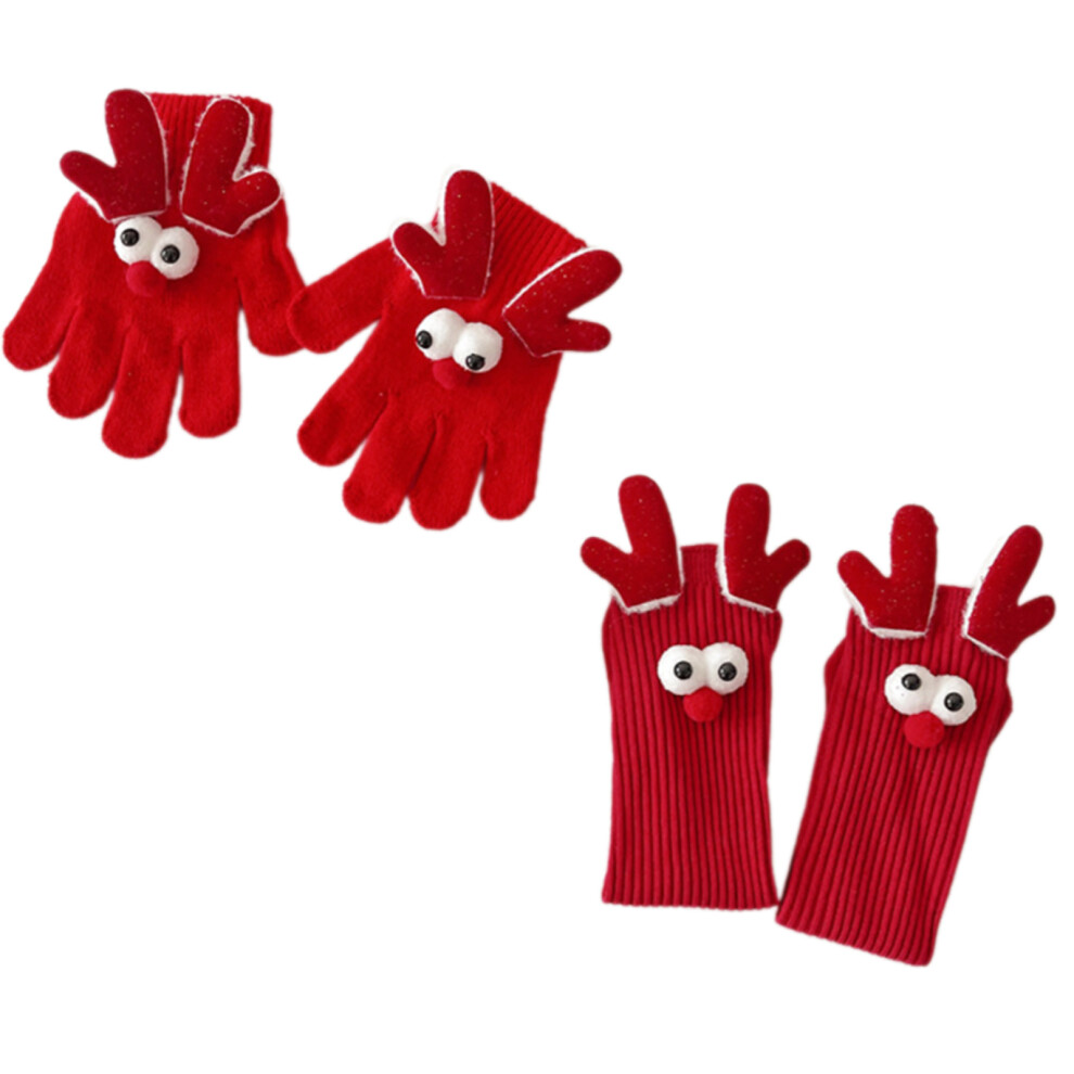 Knitted Warm Gloves For Christmas Reindeer-Red gloves socks for