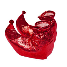 Metallic Color Clown Shoes Elves Shoe Covers for Christmas-Red